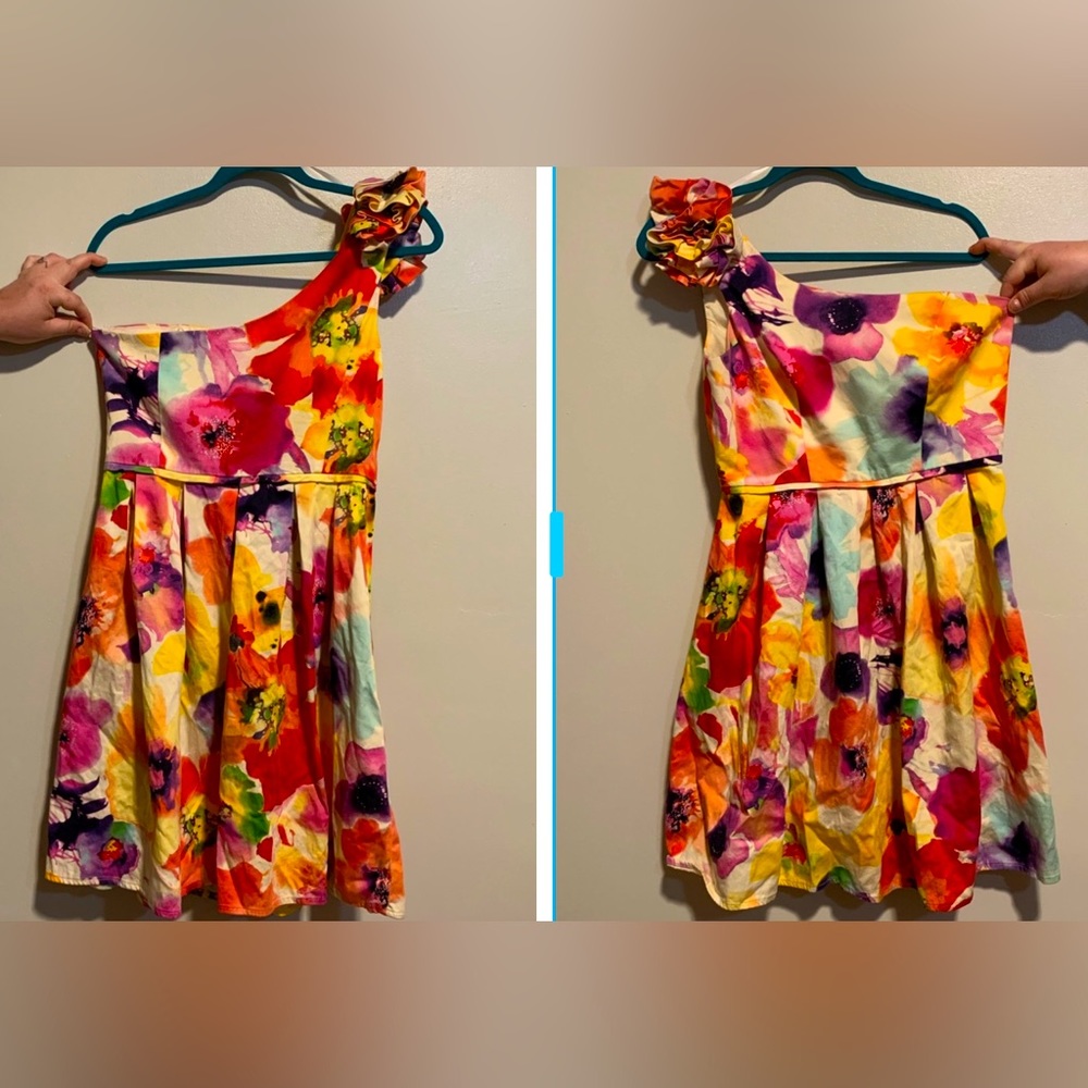 Sophia Christina short, one shoulder, bold floral party dress, size 12